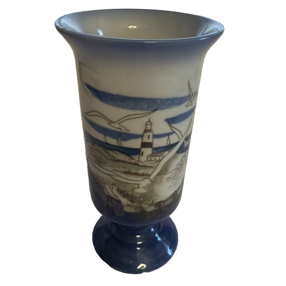 Otagiri Irish Coffee Mug Seagulls Lighthouse Hand Painted Nautically Japan